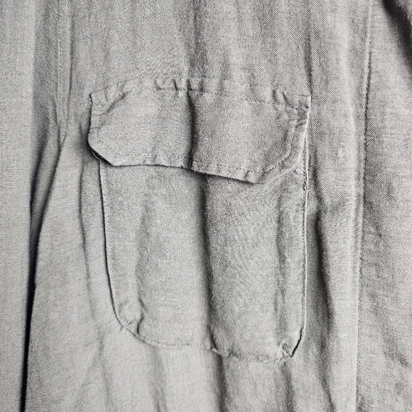 Who What Wear Womens Jacket Size L Olive Green Button Up Pockets Linen & Rayon - Picture 2 of 9